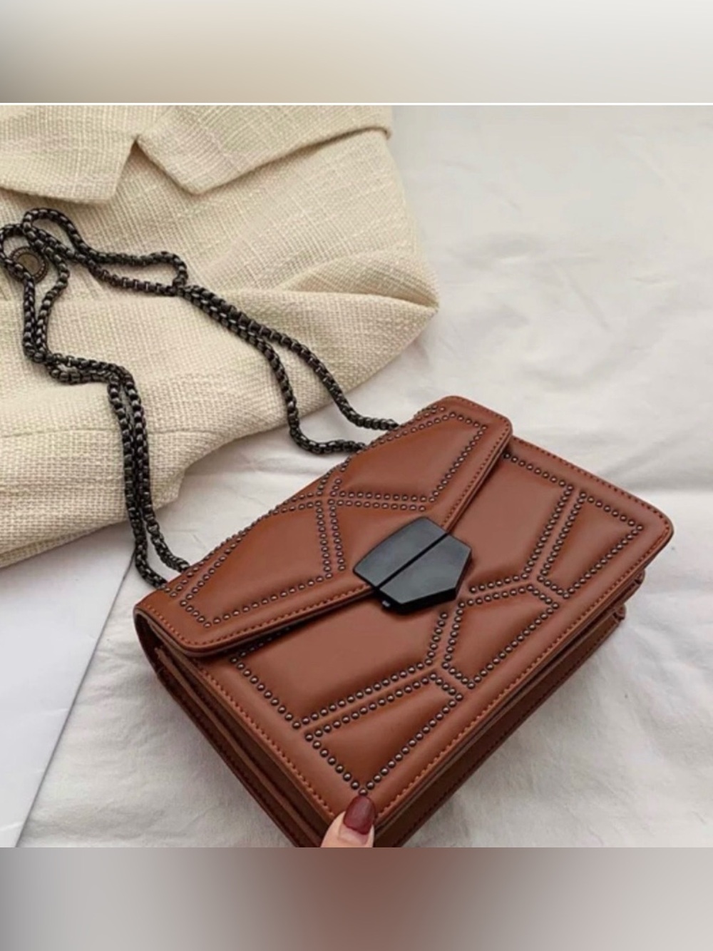 Classic Brown Quilted Chain Shoulder Bag